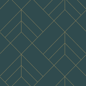 Teal geometric gold line pattern.