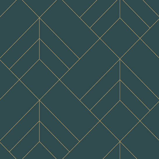 Teal geometric gold line pattern.