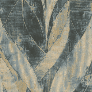 Abstract blue and gold leaf wallpaper.