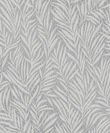 Grey palm leaf pattern wallpaper.