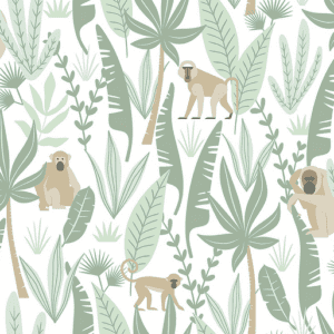 Monkeys and tropical leaves pattern.