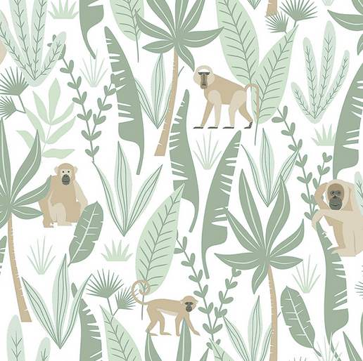 Monkeys and tropical leaves pattern.