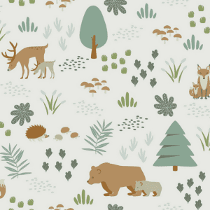 Forest animals and plants pattern.