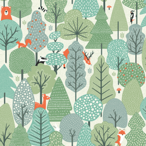 Cute woodland animals in a forest.