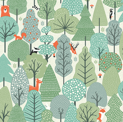 Cute woodland animals in a forest.