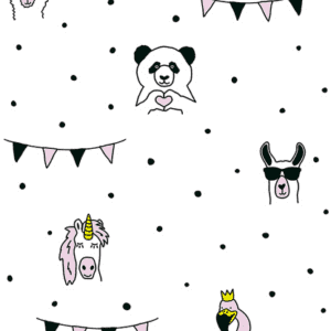 Cute animals and party flags pattern.