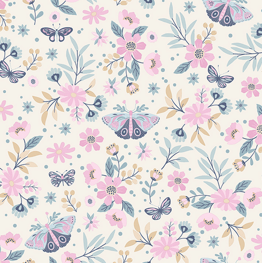 Floral pattern with butterflies.