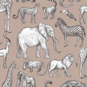 African animals pattern illustration.