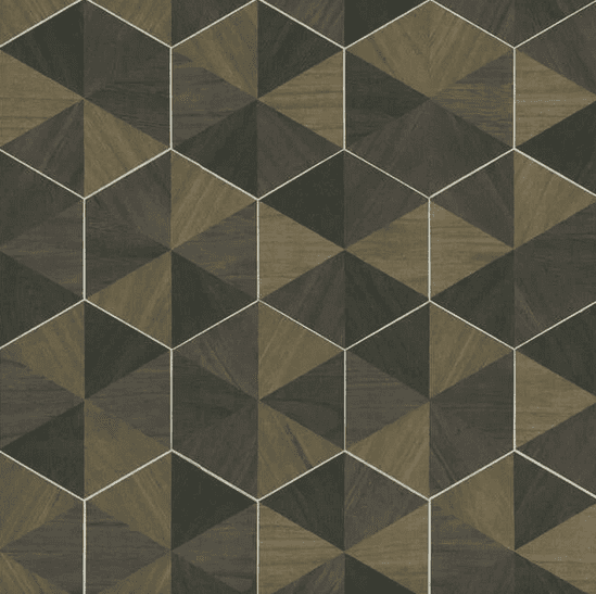 Geometric wood hexagon tile pattern.