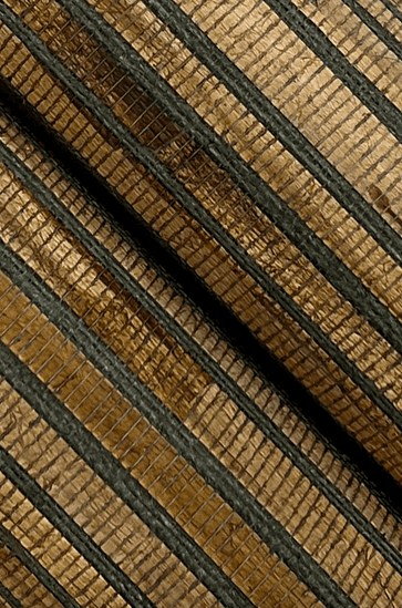 Gold and black striped textured fabric.