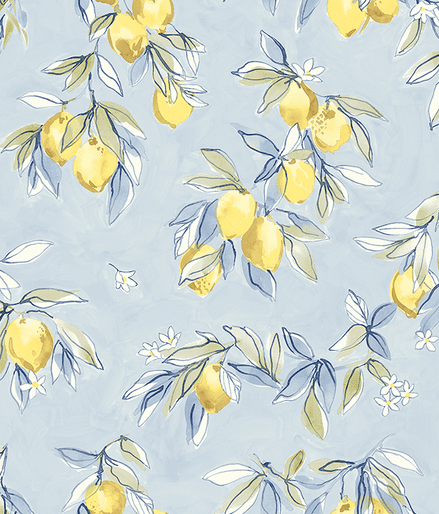 Lemons on light blue branches.