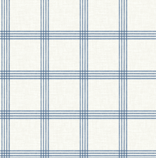 Blue and white gingham check pattern.