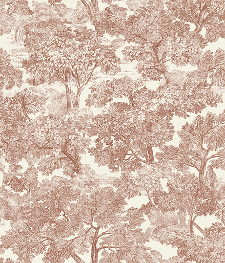 Red and white toile tree pattern.