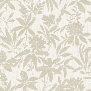 Beige floral textile wallpaper pattern.