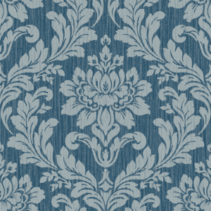 Blue damask wallpaper pattern.