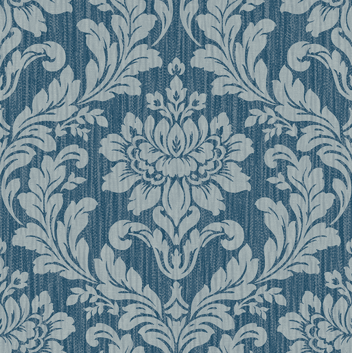 Blue damask wallpaper pattern.