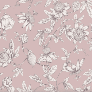 Pink passionflower floral wallpaper design.