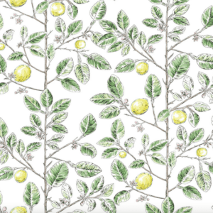 Lemons and leaves pattern background.