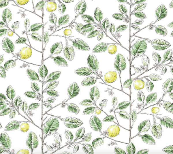 Lemons and leaves pattern background.