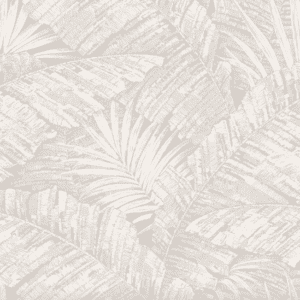 White palm leaf pattern on beige.