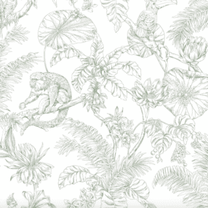 Sage green monkey tropical print.