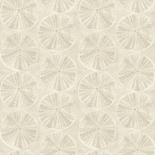 Sea urchin pattern, beige and white.