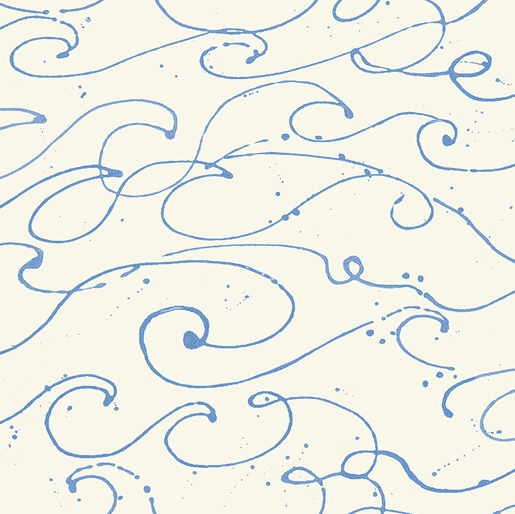 Blue abstract swirls and dots pattern.