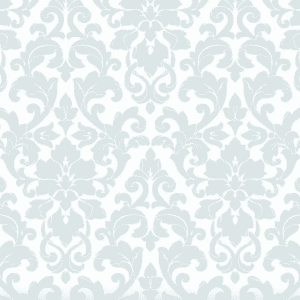 Light blue damask pattern wallpaper.