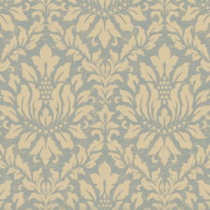 Beige damask pattern on blue background.