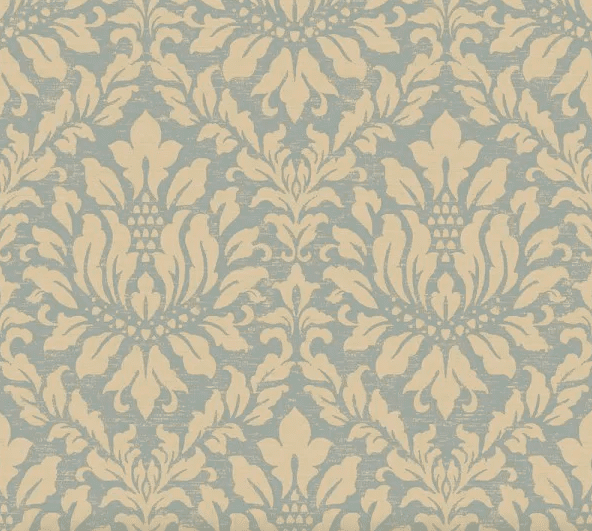 Beige damask pattern on blue background.