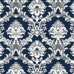 White damask pattern on navy blue.