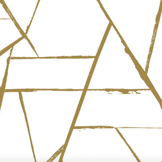 Gold geometric lines on white background.