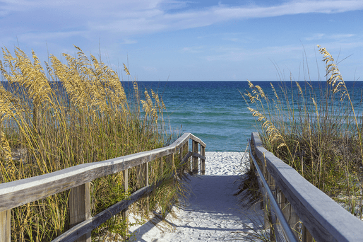 Beach path to ocean boardwalk.