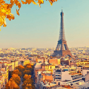 Paris Eiffel Tower autumn cityscape.