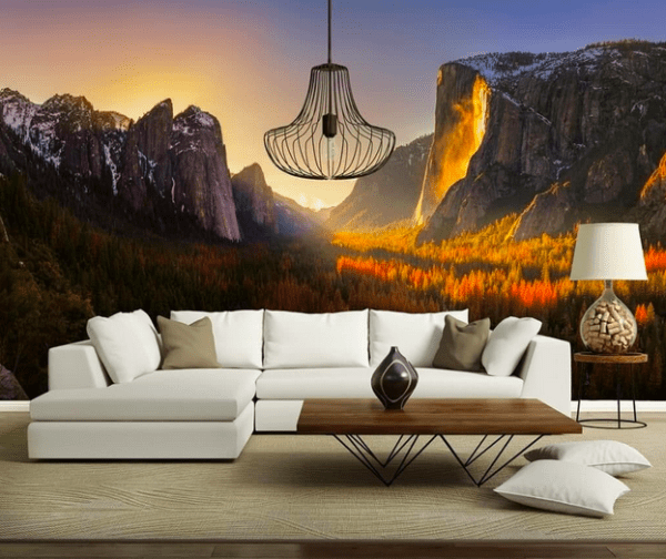 Yosemite Valley sunset wall mural.