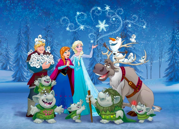 Frozen characters with Sven and snowgies.