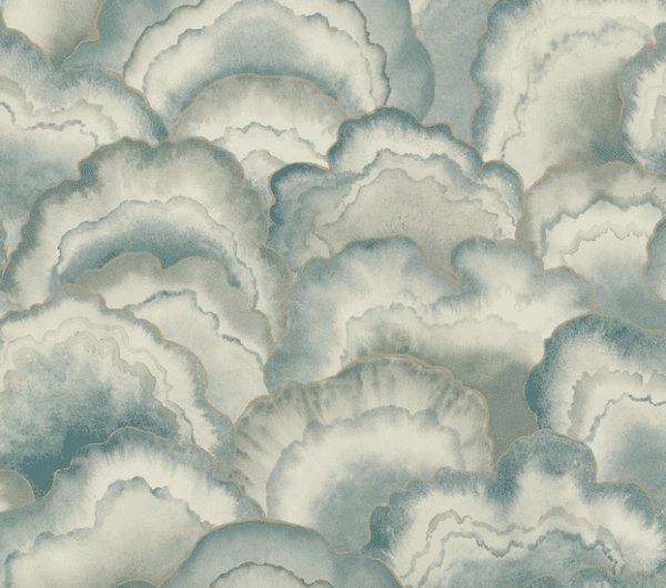 Abstract blue and beige watercolor clouds.