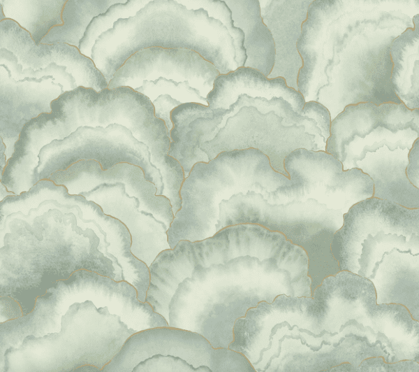 Sage green watercolor cloud pattern.