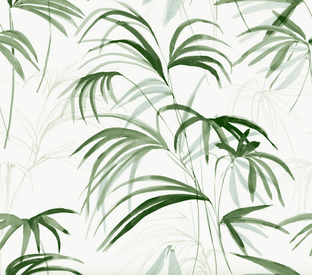 Green palm leaf watercolor pattern.