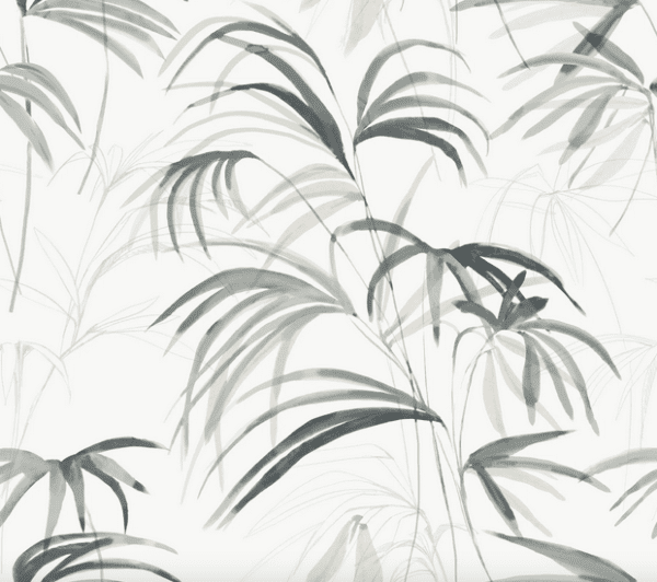 Grey palm leaf watercolor pattern.