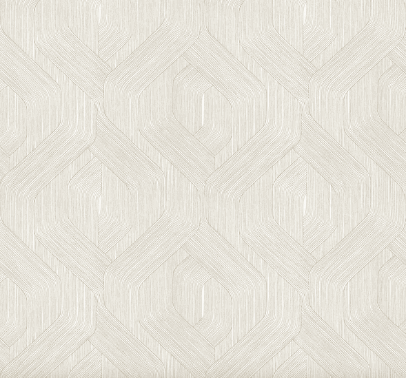 Beige geometric patterned wallpaper.