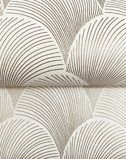 Cream fabric with dark linear pattern.