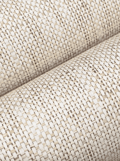 Beige woven fabric rolls texture.