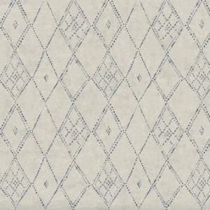 Here's an alt tag for the image: Blue and beige diamond patterned fabric.