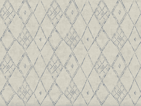 Here's an alt tag for the image: Blue and beige diamond patterned fabric.