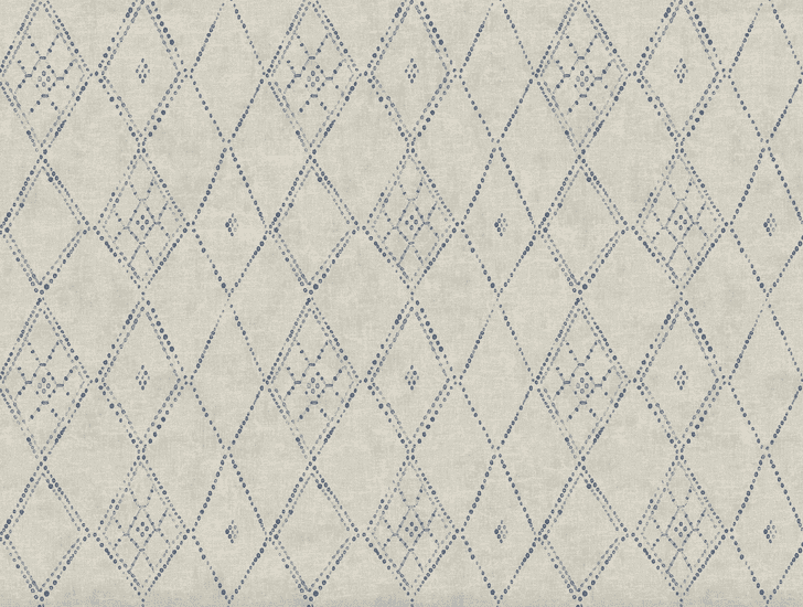 Here's an alt tag for the image: Blue and beige diamond patterned fabric.