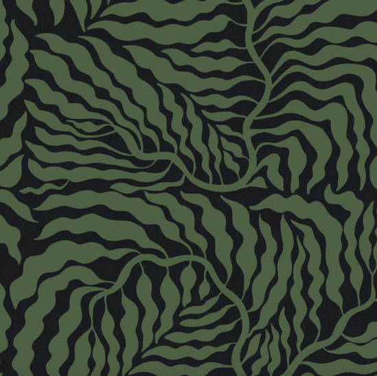 Green leaf patterned fabric texture.