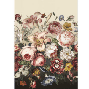Vintage floral bouquet, dark background.