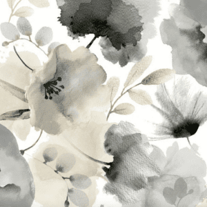 Black and beige watercolor floral design.