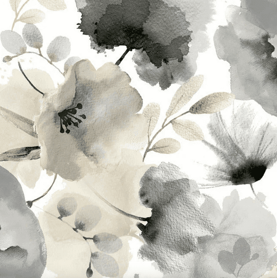 Black and beige watercolor floral design.